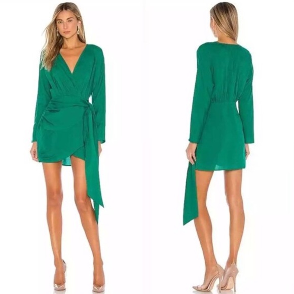 L'Academie Dresses & Skirts - L'Academie The Lorriana Mini Dress in Kelly Green Tencel Small Event Prom